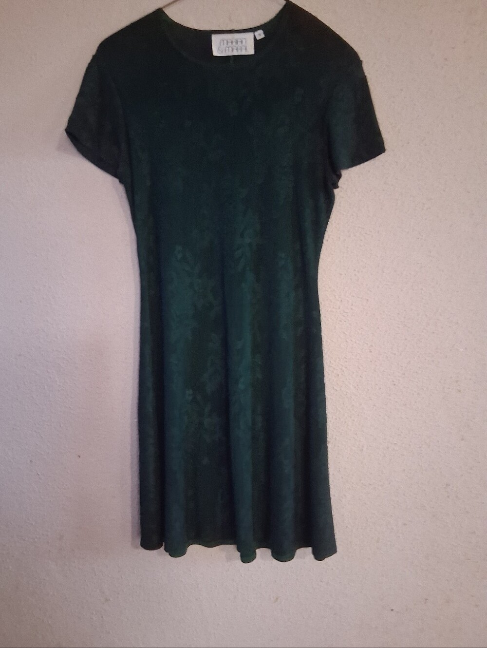 Vintage Marian and Maral(early 80s)Women's Dark Green Floral Fit & Flare Dress